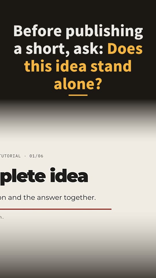 Before publishing a podcast short: Does this idea make sense without context?